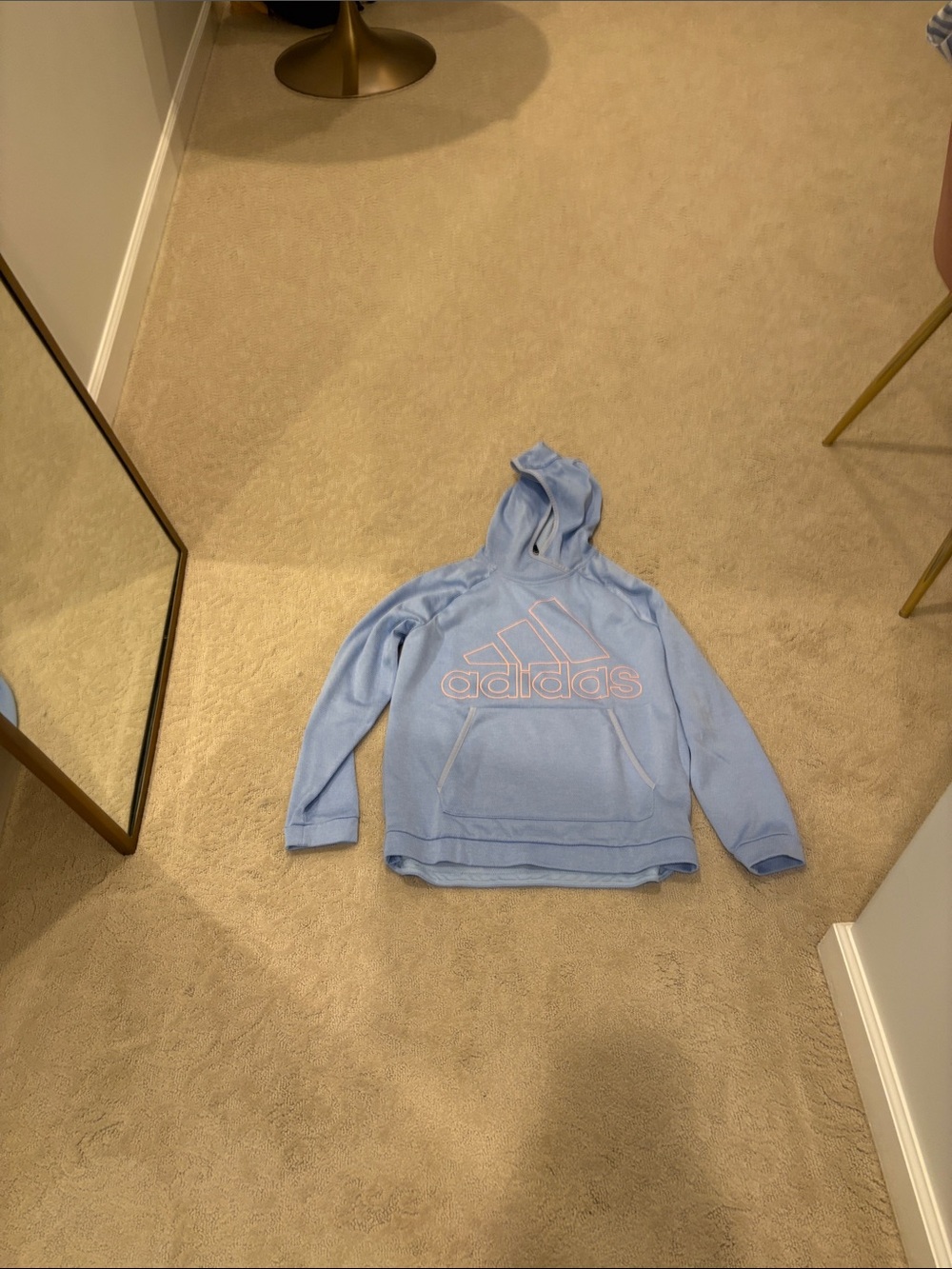adidas Pastel Blue Pullover Hoodie with Logo